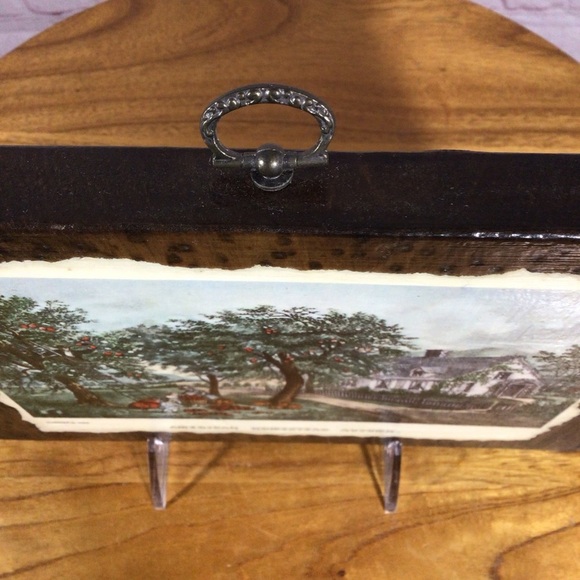 Vintage Currier & Ives Hand Crafted Wooden Wall Hanging - Picture 4 of 5